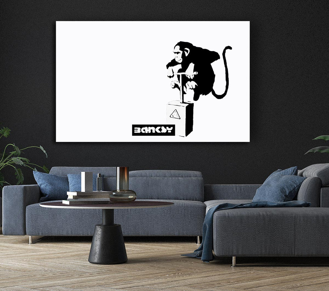 Picture of Monkey Detonator White Canvas Print Wall Art