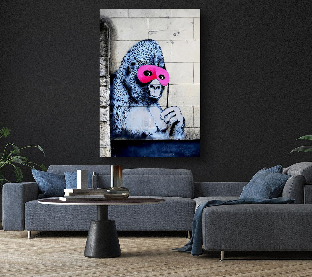 Picture of Pink Gorilla Mask Canvas Print Wall Art