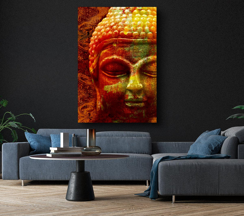 Picture of Retro Orange Yellow Buddha Canvas Print Wall Art