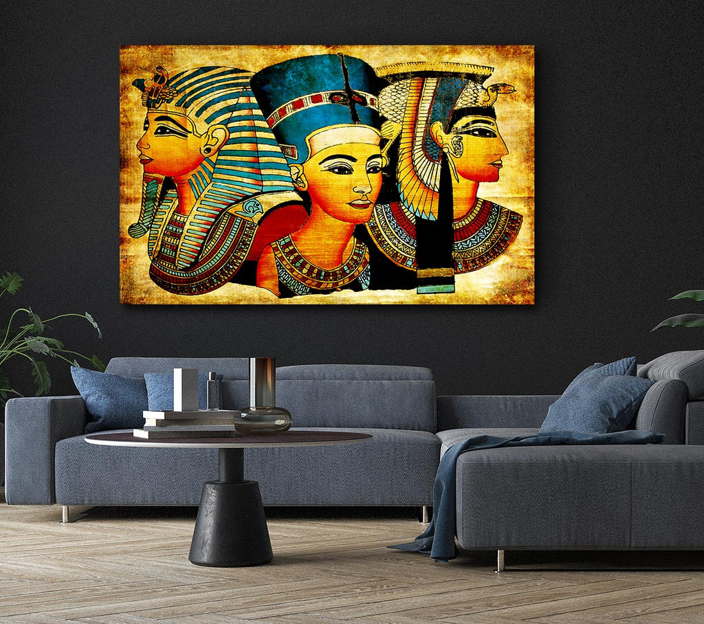 Picture of Heads Of Three Egyptian Queens n Kings Canvas Print Wall Art