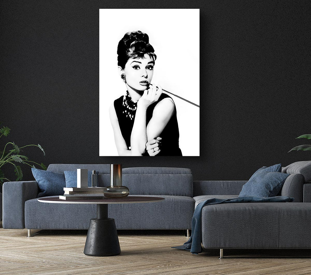 Picture of Audrey Hepburn Cigarette Canvas Print Wall Art