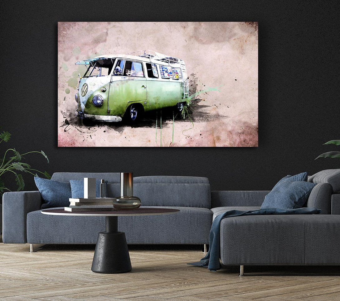 Picture of Hippies Van Canvas Print Wall Art