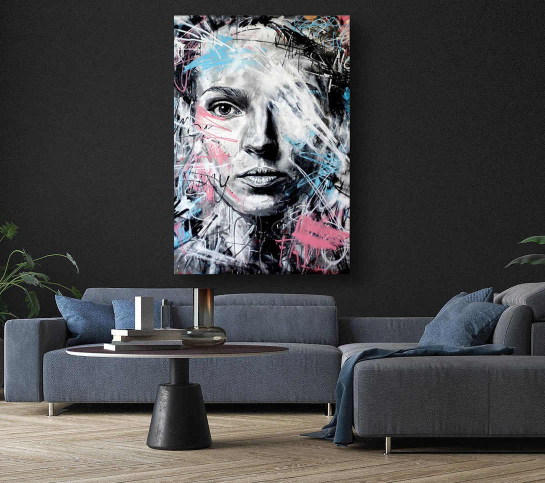 Picture of Pink And Blue Face Canvas Print Wall Art