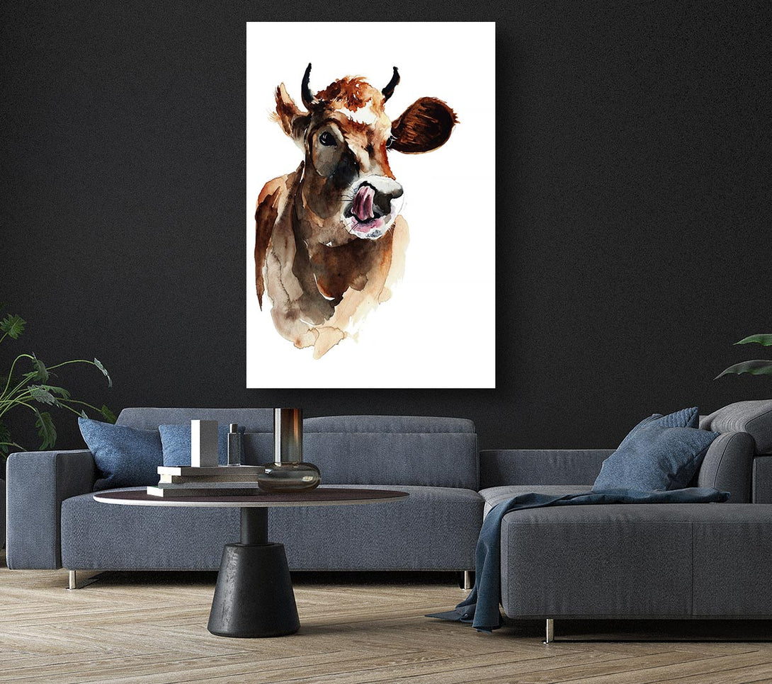 Picture of Cow Licking Good Canvas Print Wall Art
