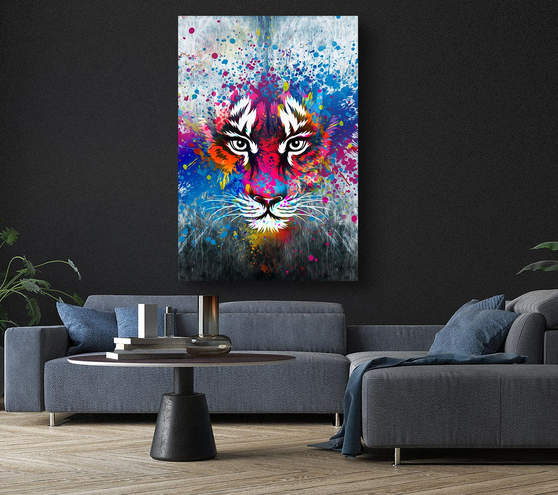 Picture of Rainbow Tiger Face Canvas Print Wall Art