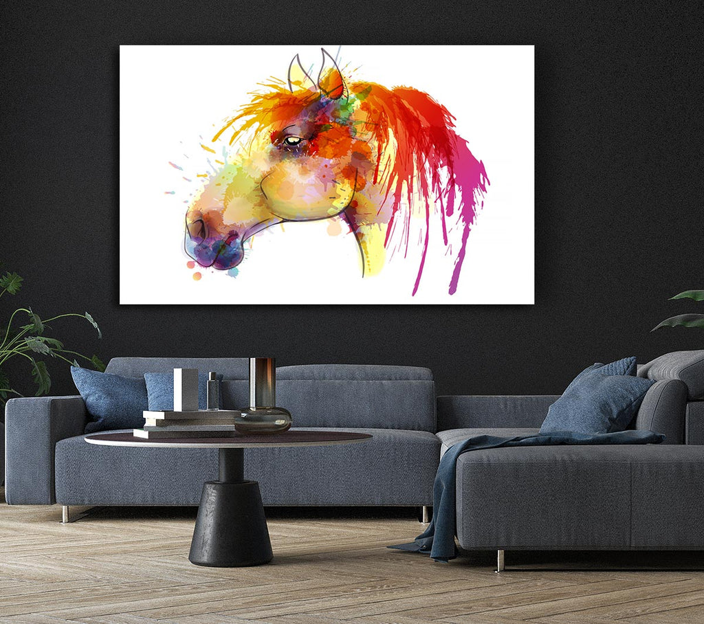 Picture of Beautiful Rainbow Horse Canvas Print Wall Art