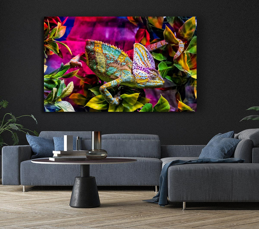 Picture of Chameleon In The Pink Canvas Print Wall Art