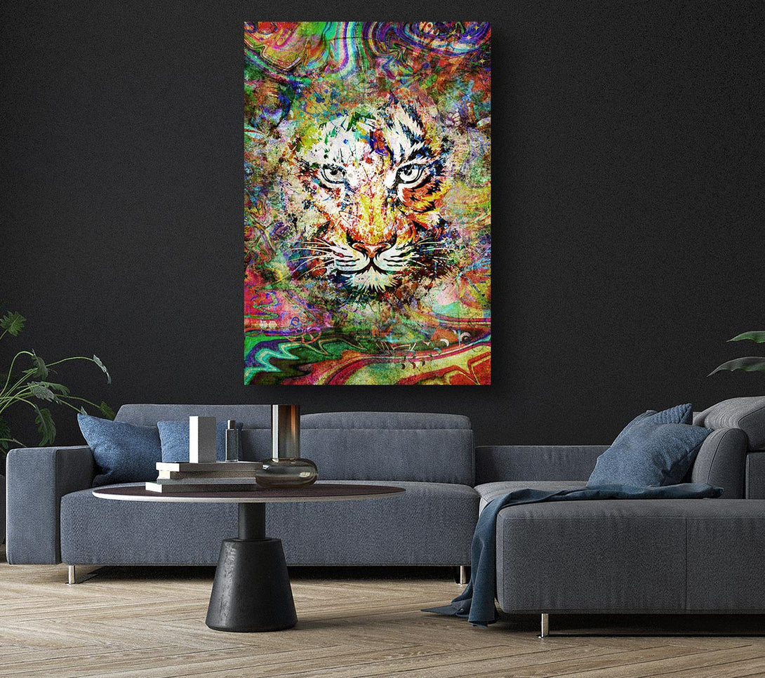 Picture of Rainbow Splash Tiger Canvas Print Wall Art