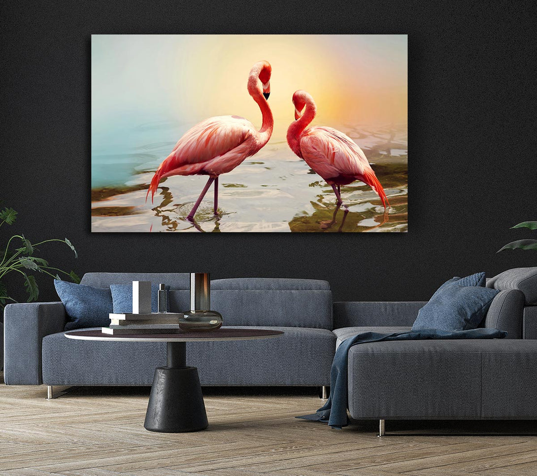  A Canvas Print of Flamingo Sunset Canvas Art
