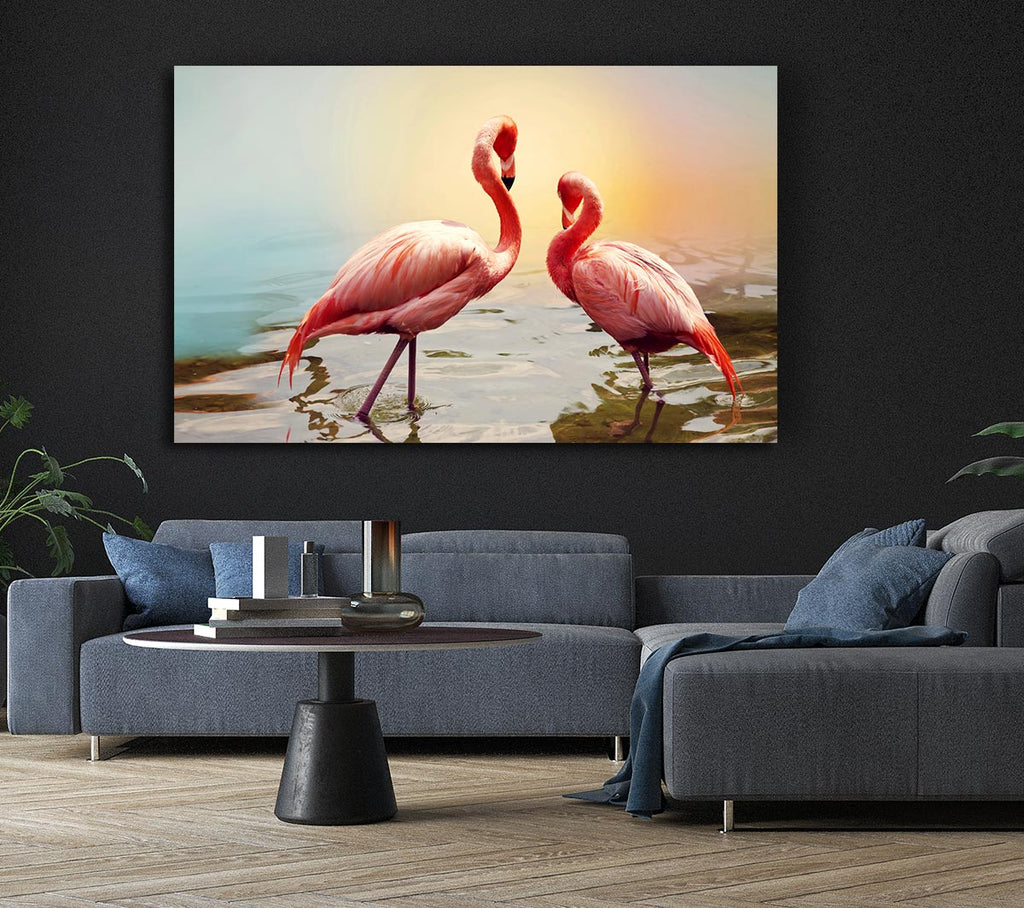 Picture of Flamingo Sunset Canvas Print Wall Art