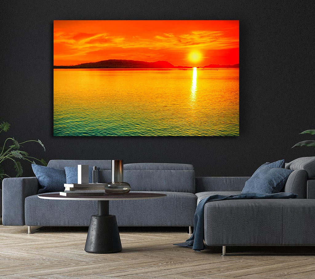 Picture of Sun Beam Ocean Canvas Print Wall Art