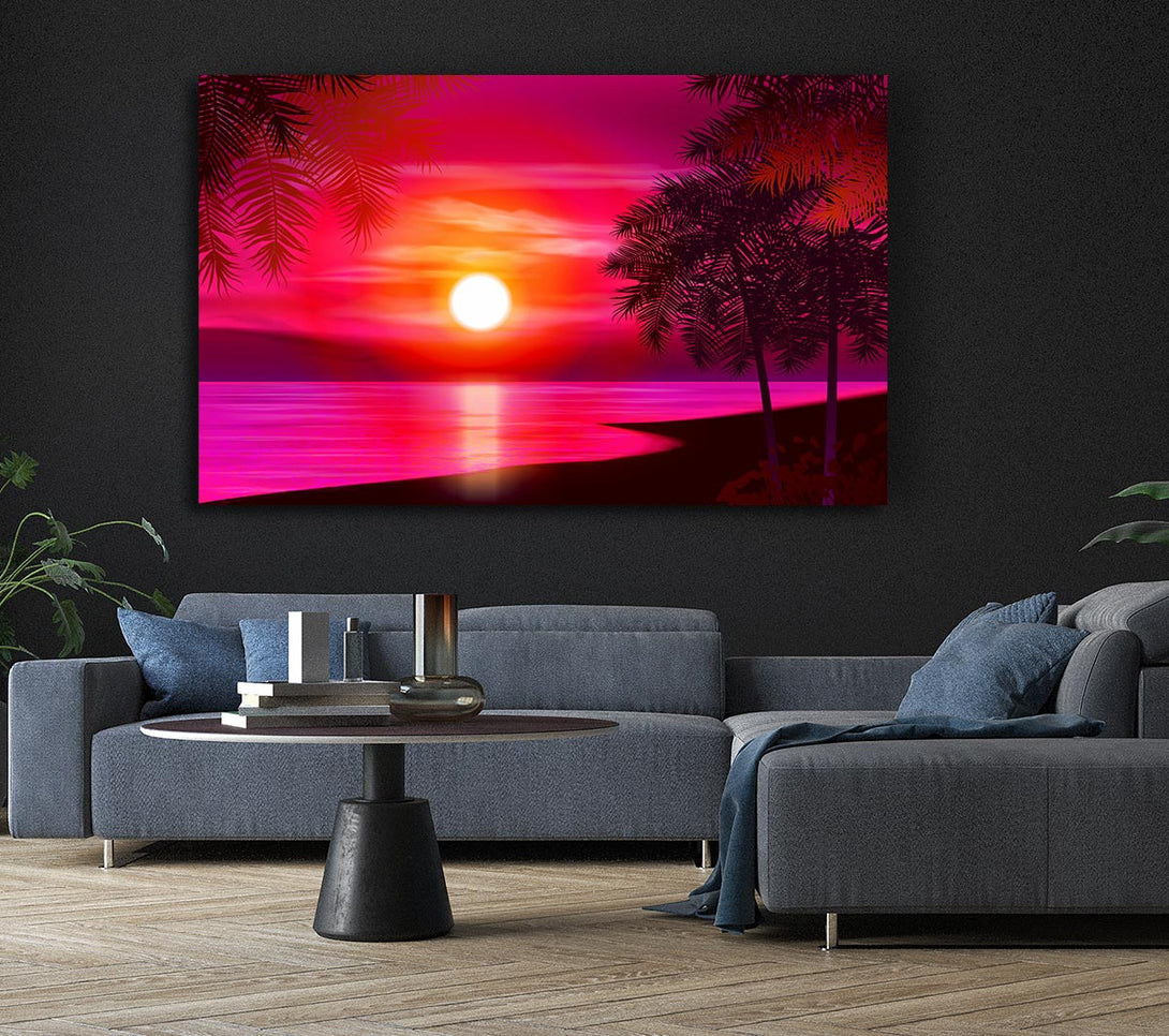Picture of Pink Ocean Glow Canvas Print Wall Art