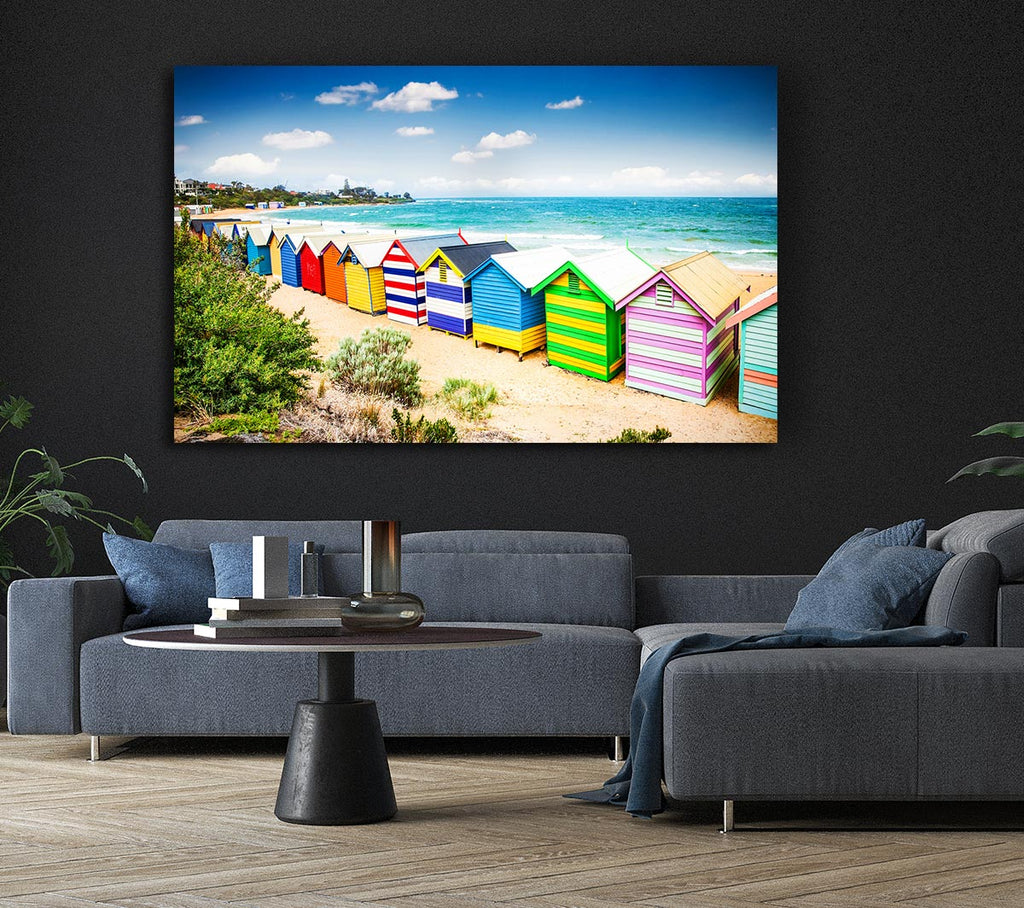 Picture of Beach Hut Delight Canvas Print Wall Art