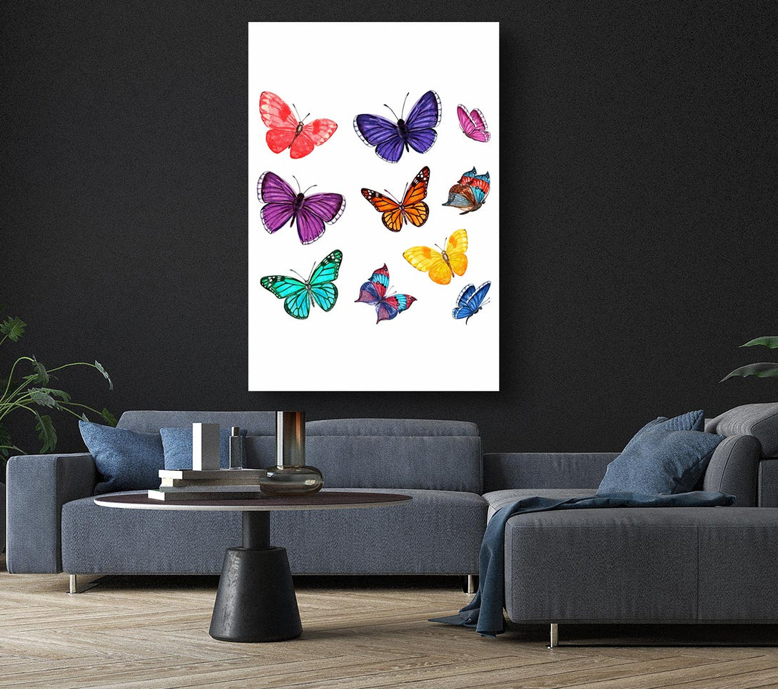 Picture of Rainbow Butterflies Canvas Print Wall Art