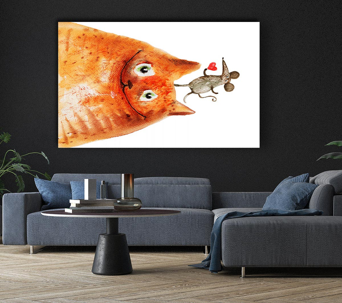 Picture of Cat And Mouse Love Canvas Print Wall Art