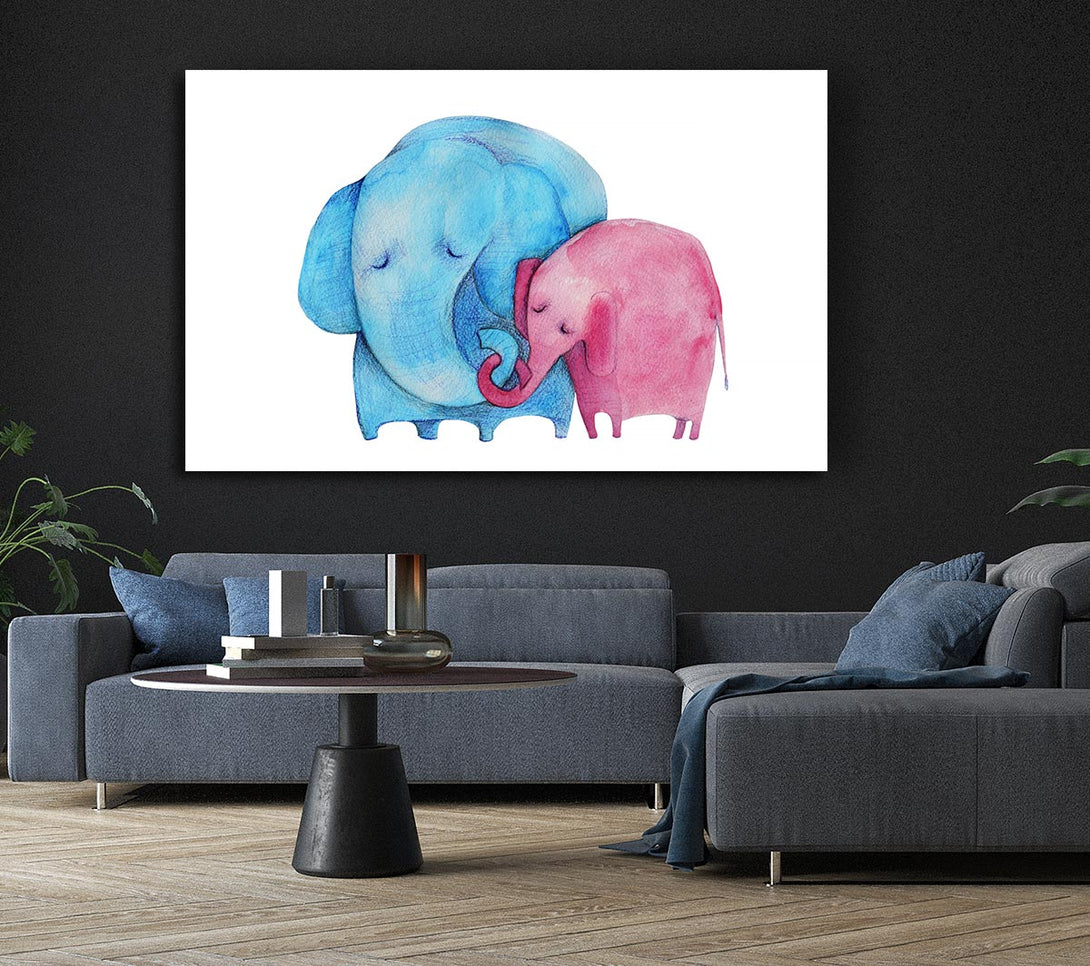 Picture of Mother And Baby Elephant Canvas Print Wall Art