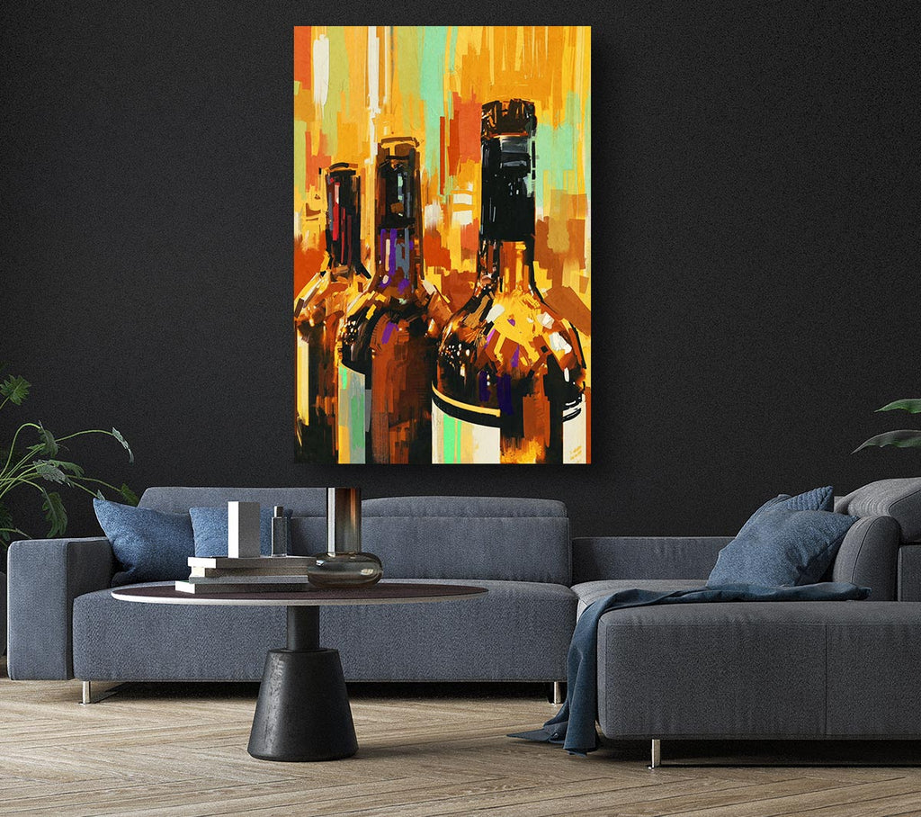 Picture of Retro Wine Bottles Canvas Print Wall Art