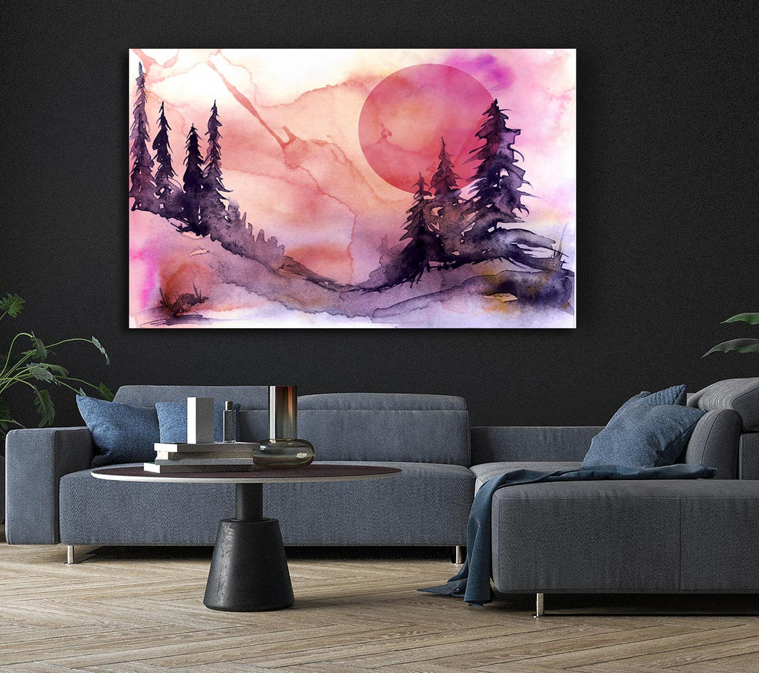 Picture of Pink Winter Sun Canvas Print Wall Art