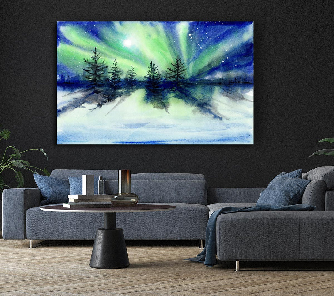 Picture of Northern Light Moon Burst Canvas Print Wall Art