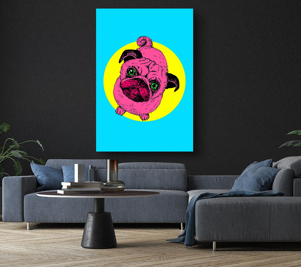 Picture of Pug Dog Pink Canvas Print Wall Art