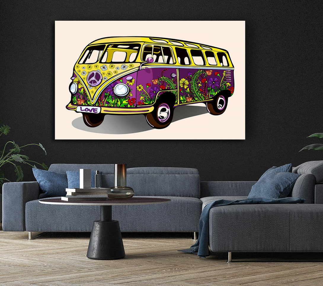 Picture of Flower Power VW Camper Van Canvas Print Wall Art