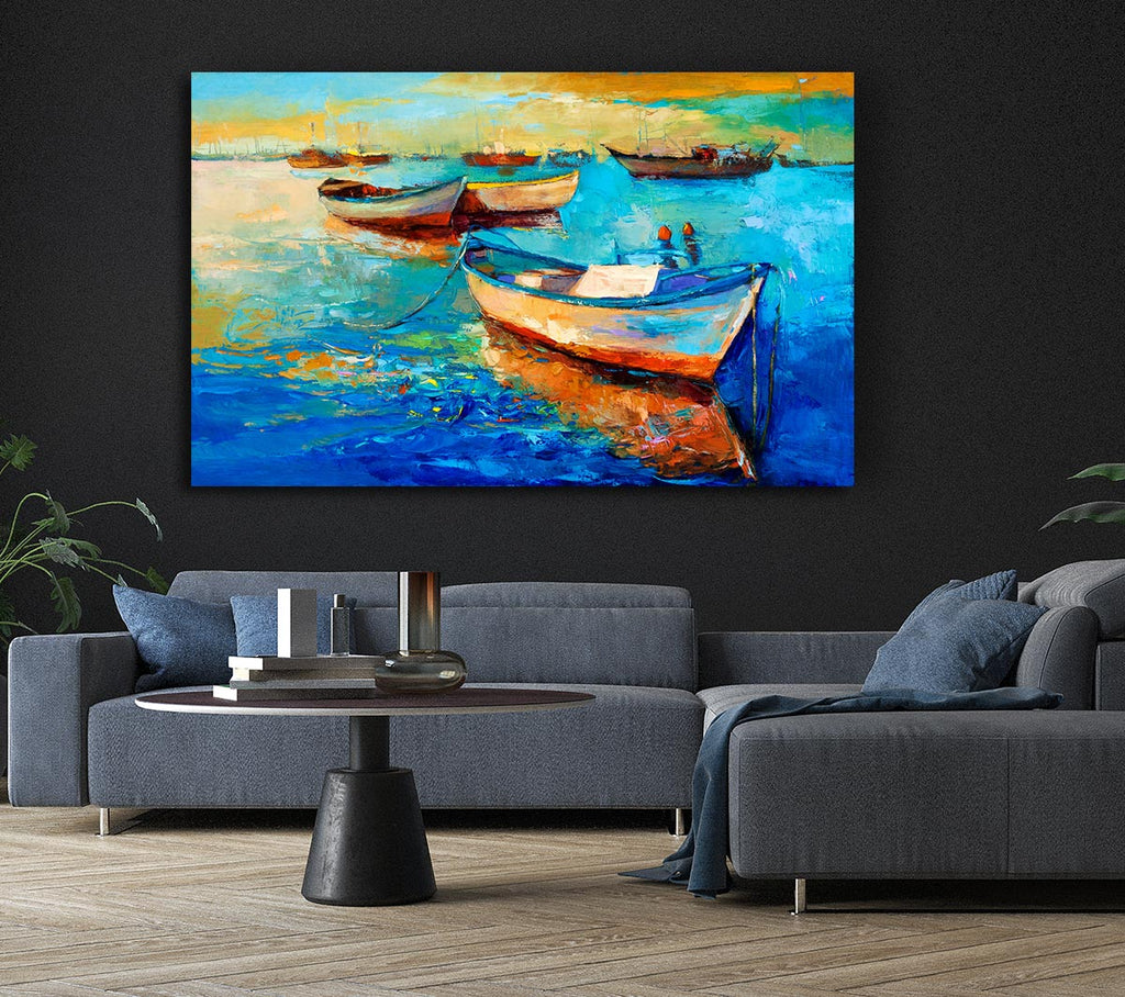 Picture of Sail Boats On The Sunset Waters Canvas Print Wall Art