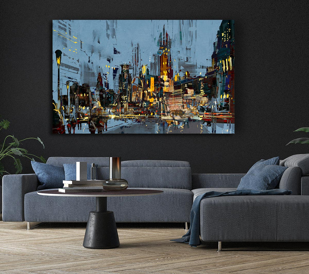 Picture of As The Night Falls In The City Canvas Print Wall Art