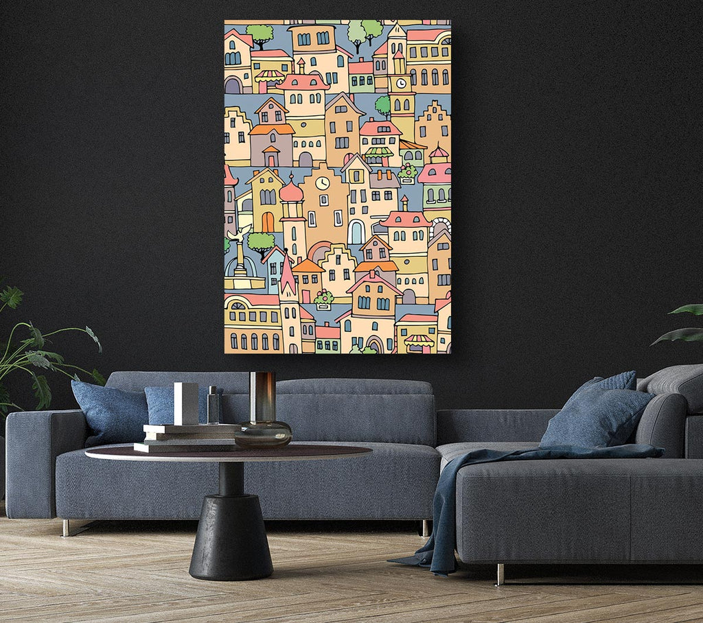 Picture of Town Houses Canvas Print Wall Art