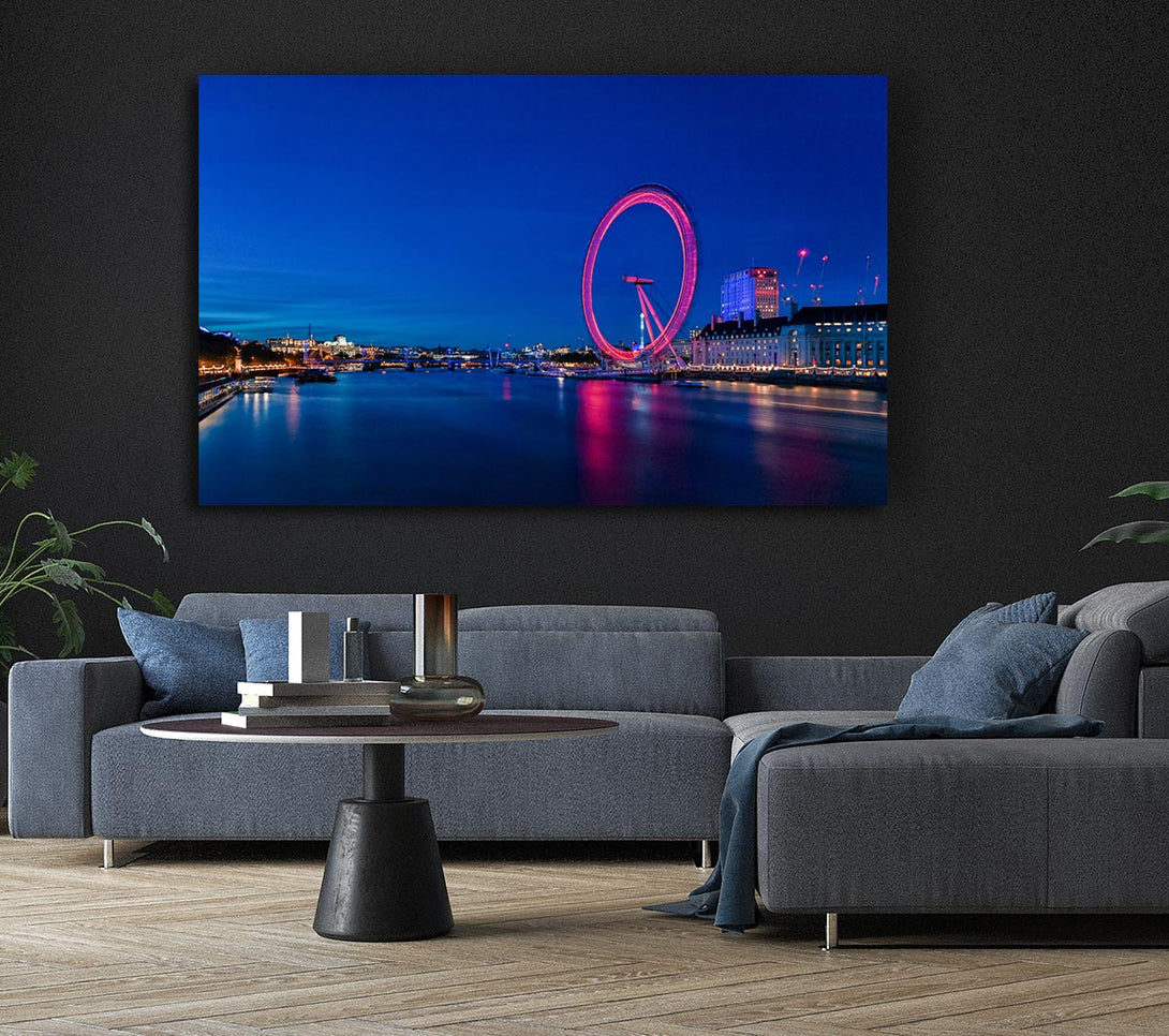 Picture of London Eye Pink Glow Canvas Print Wall Art