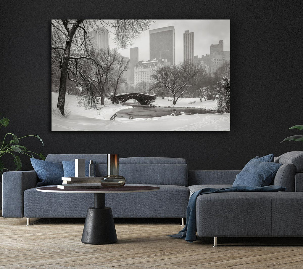 Picture of Winter Snow In Central Park Canvas Print Wall Art