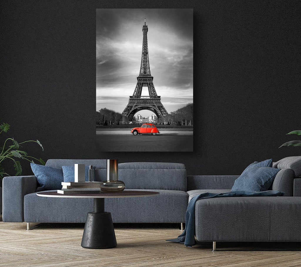 Picture of Eiffel Tower Red Car Canvas Print Wall Art