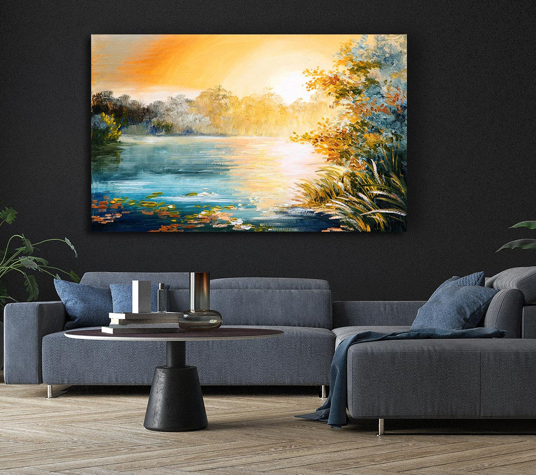  A Canvas Print of Sunset Water Glow Canvas Art