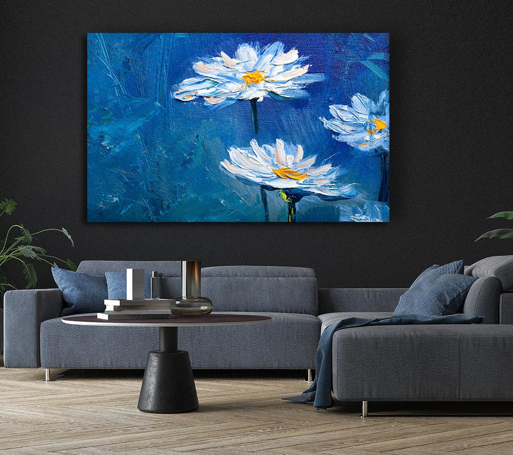 Picture of Daisy Midnight Blues Canvas Print Wall Art