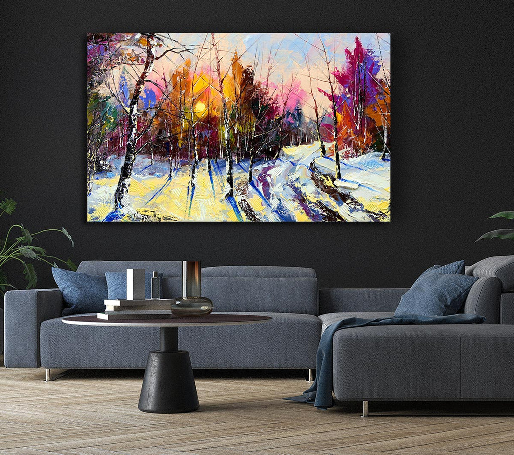 Picture of Rainbow Snow Forest Canvas Print Wall Art
