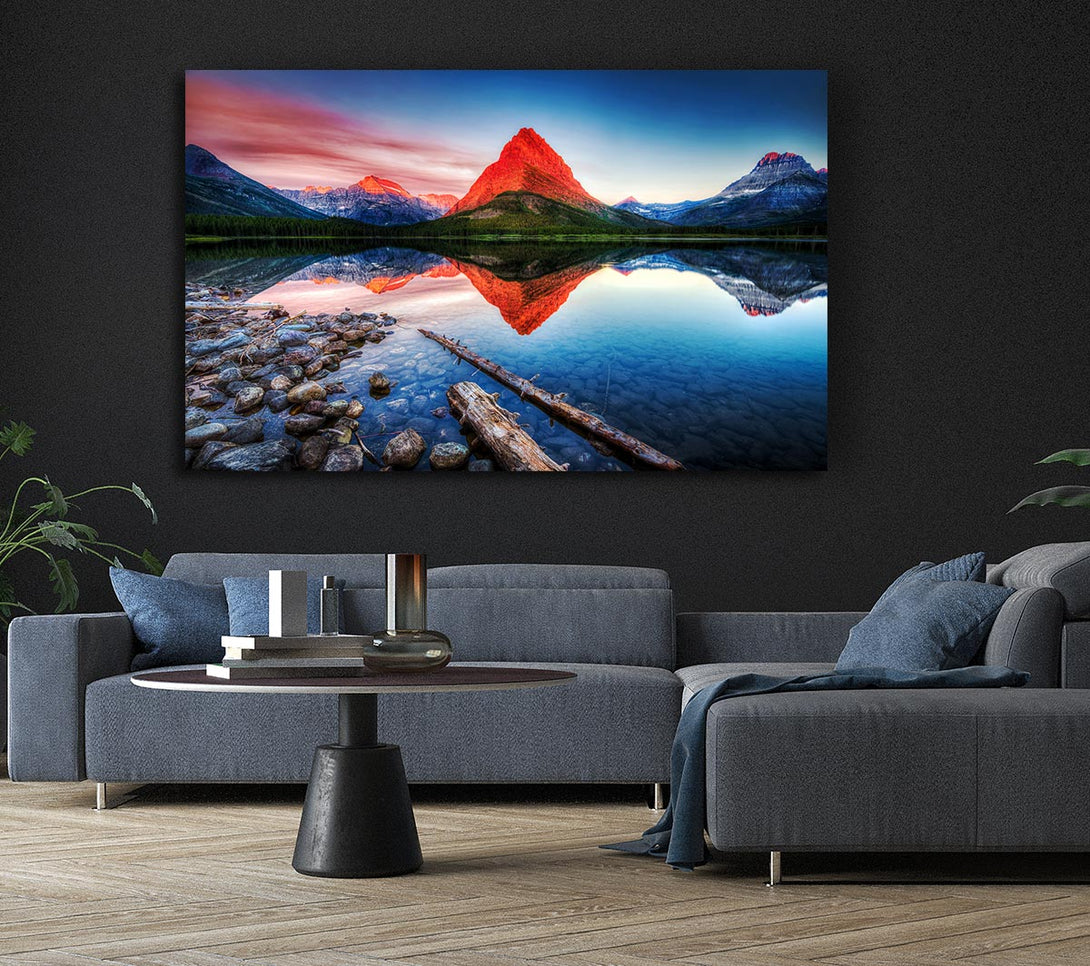  A Canvas Print of Reflections Of the Mountain Peak Lake Canvas Art