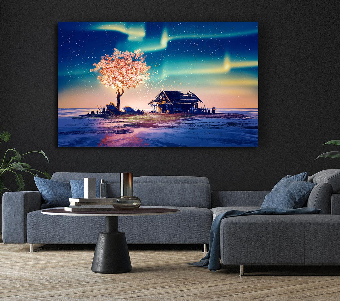 Picture of Pink Northern Light Twilight Canvas Print Wall Art