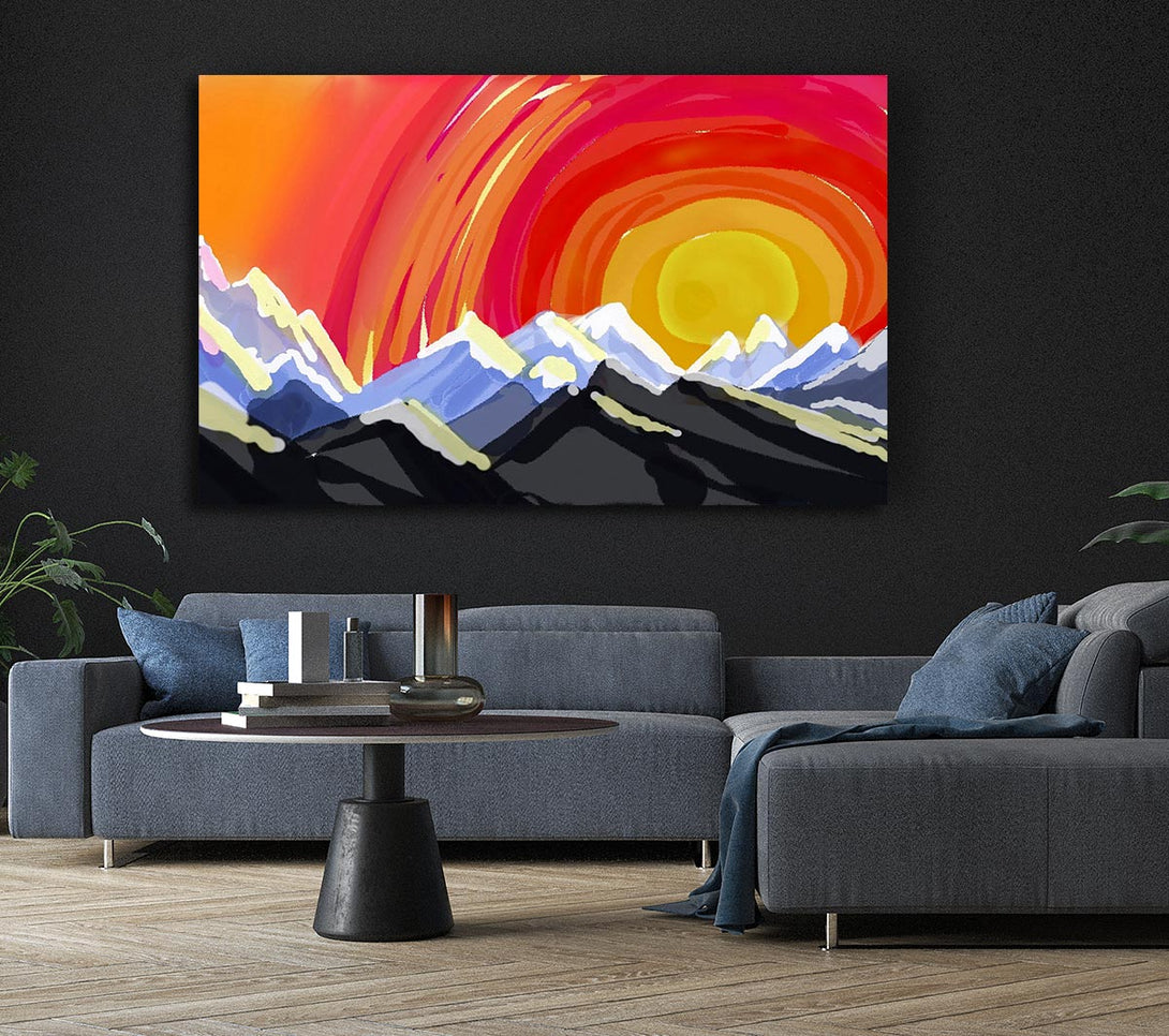 Picture of Mountain Peak Sun Canvas Print Wall Art