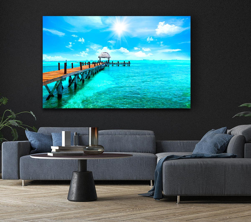 Picture of Blue rays on the pier Canvas Print Wall Art