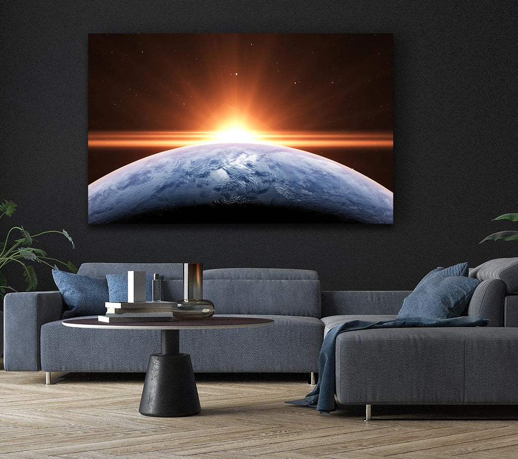 Picture of Sun peering over the earth Canvas Print Wall Art