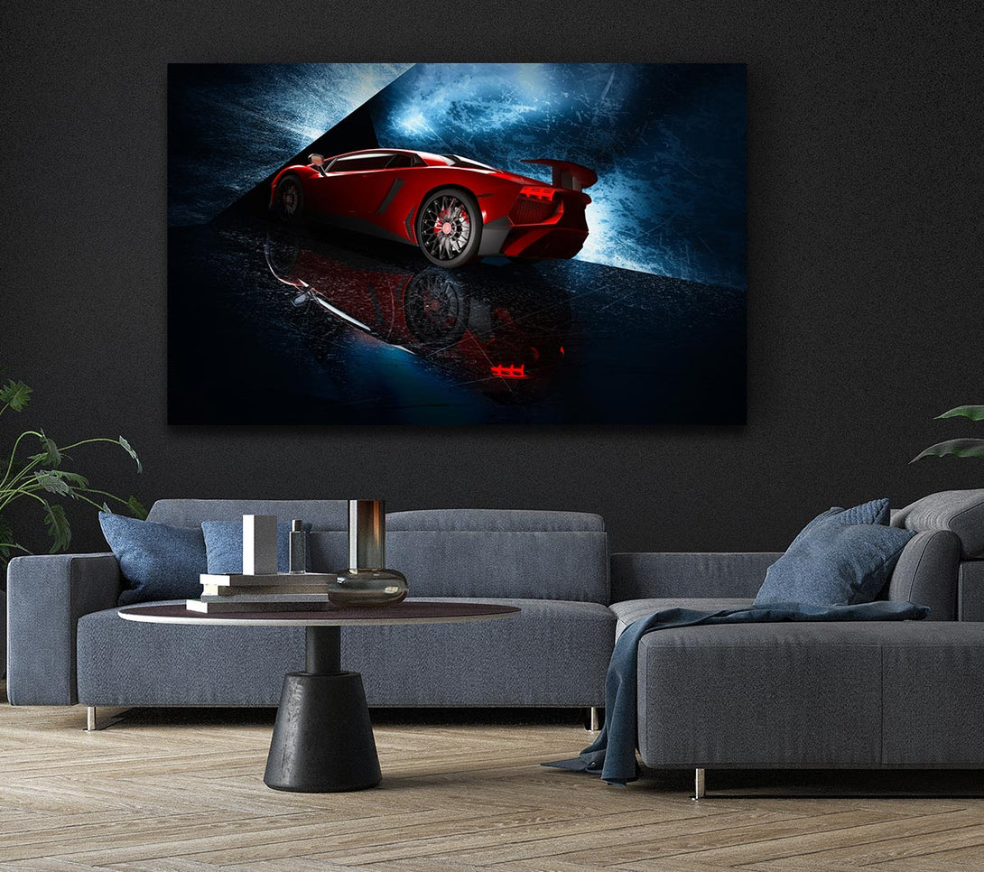 Picture of Red Supercar stanced Canvas Print Wall Art