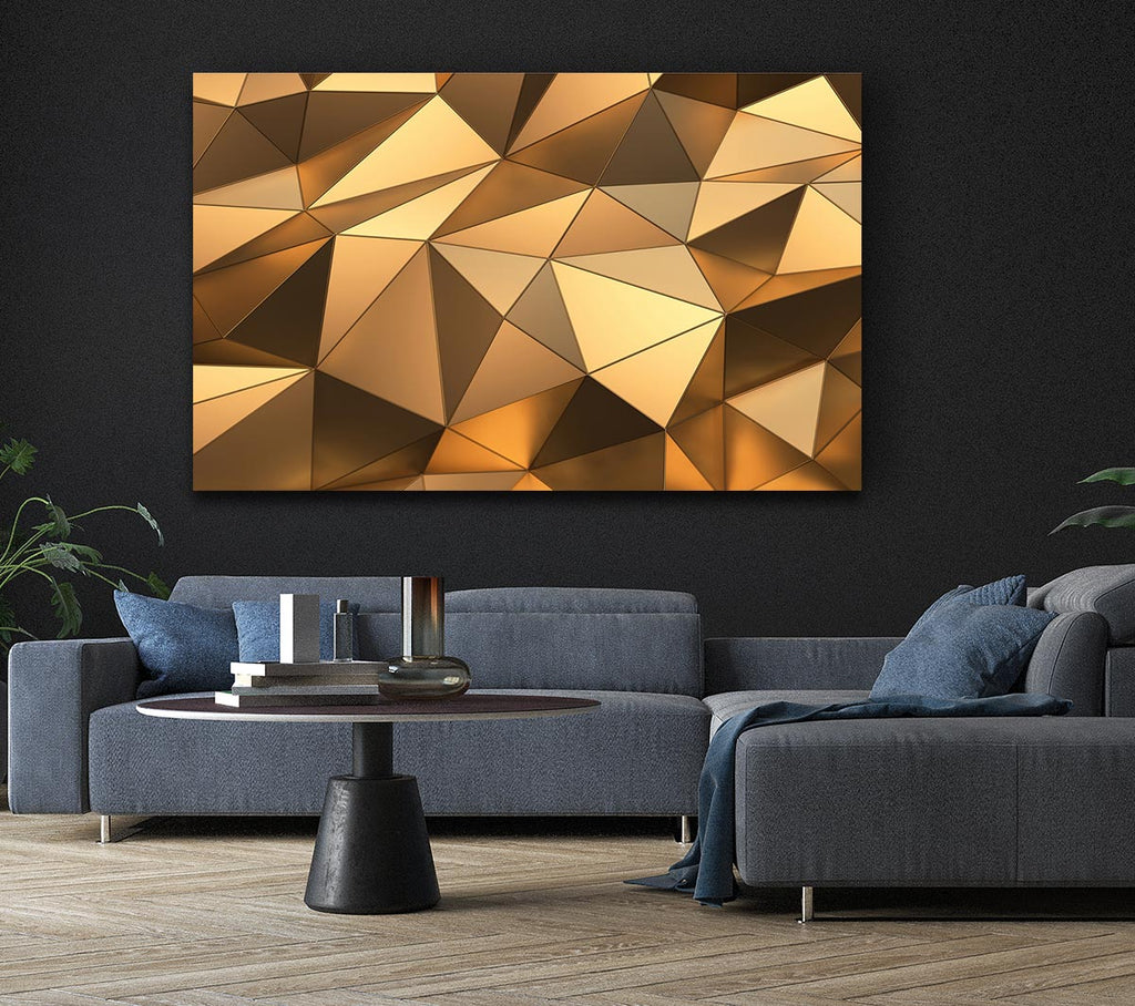 Picture of Gold Geometric Triangles shining Canvas Print Wall Art