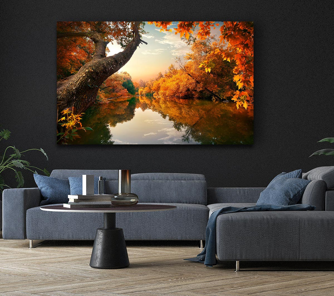  A Canvas Print of Perfect Autumn lake Canvas Print