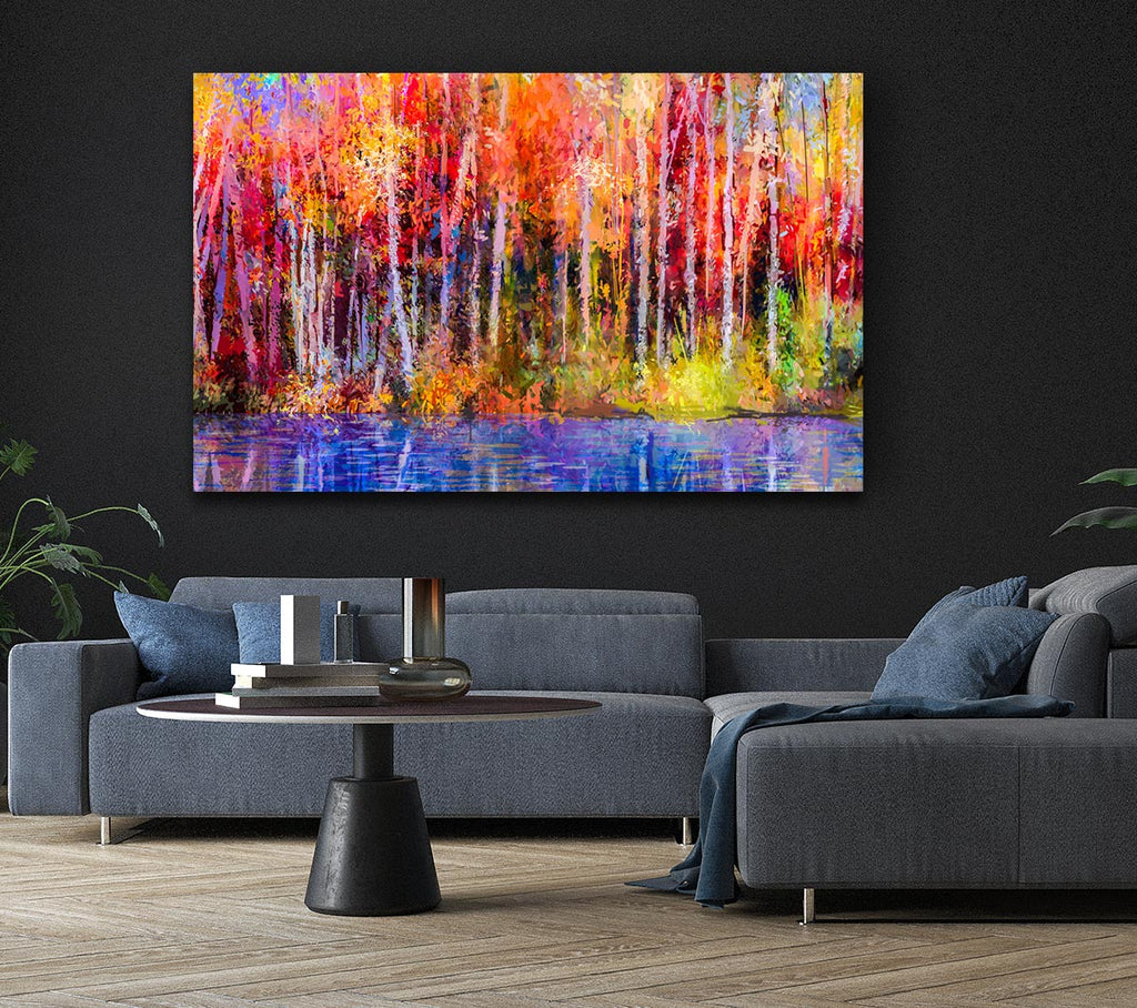Picture of Abstract forest colour strokes Canvas Print Wall Art