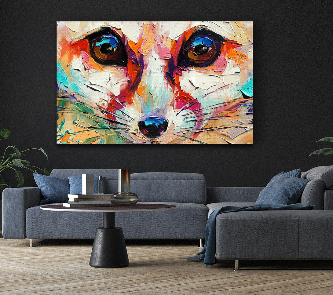 Picture of Close Up Fox Painting Canvas Print Wall Art