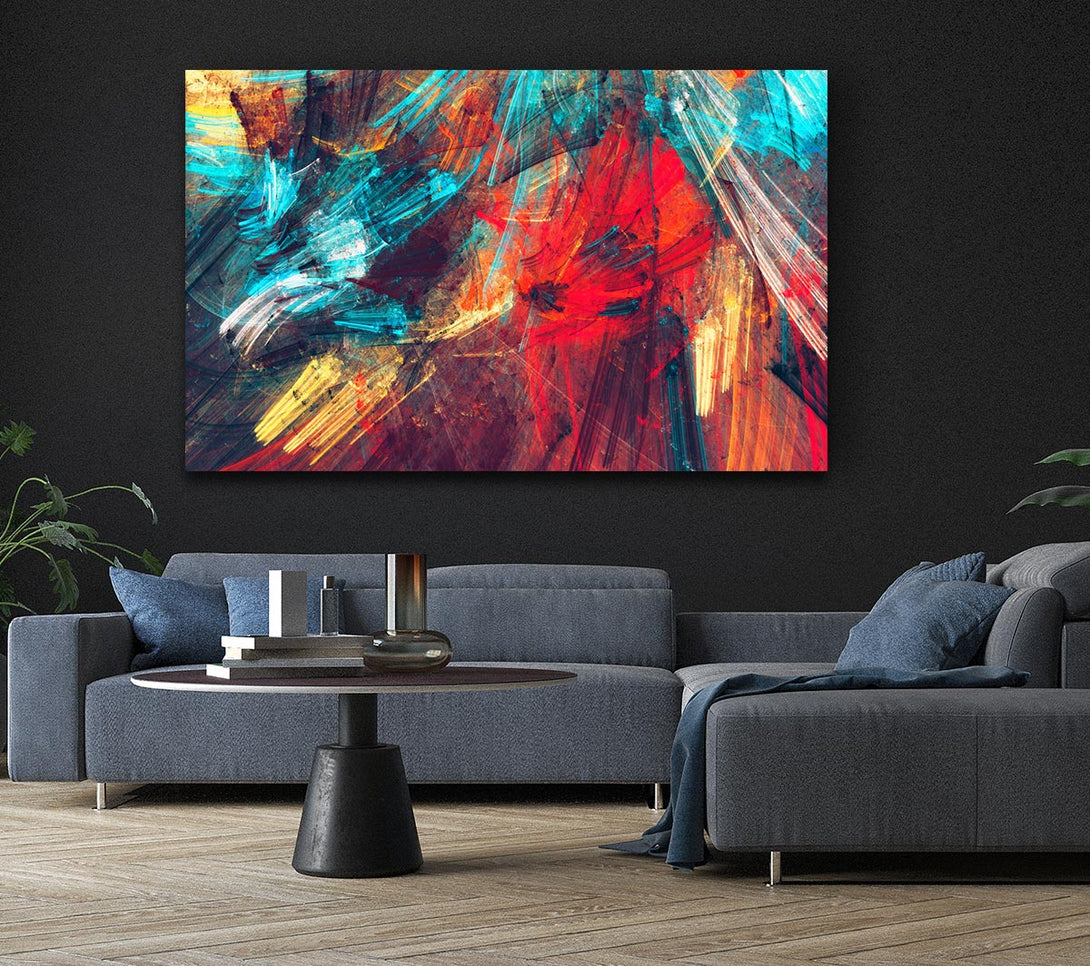 Picture of Coloured lines of distortion Canvas Print Wall Art