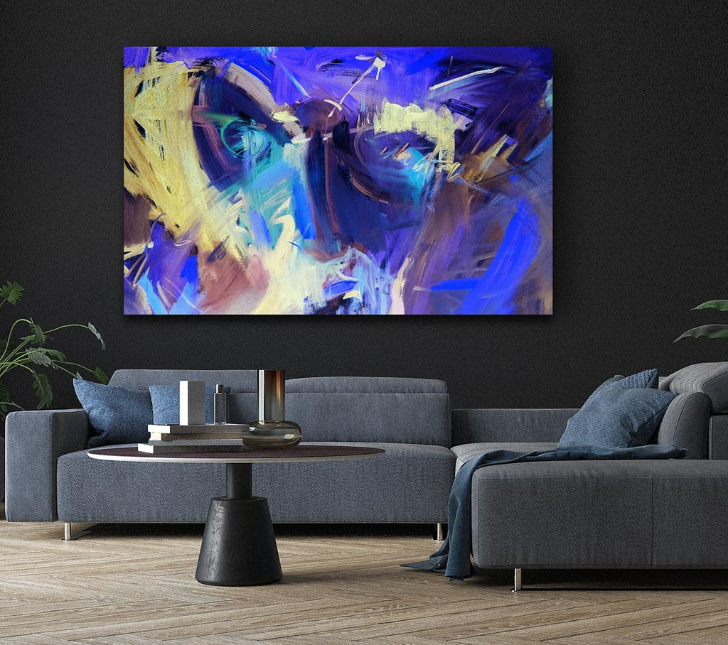 Picture of Harsh Pastel strokes of blue and yellow Canvas Print Wall Art