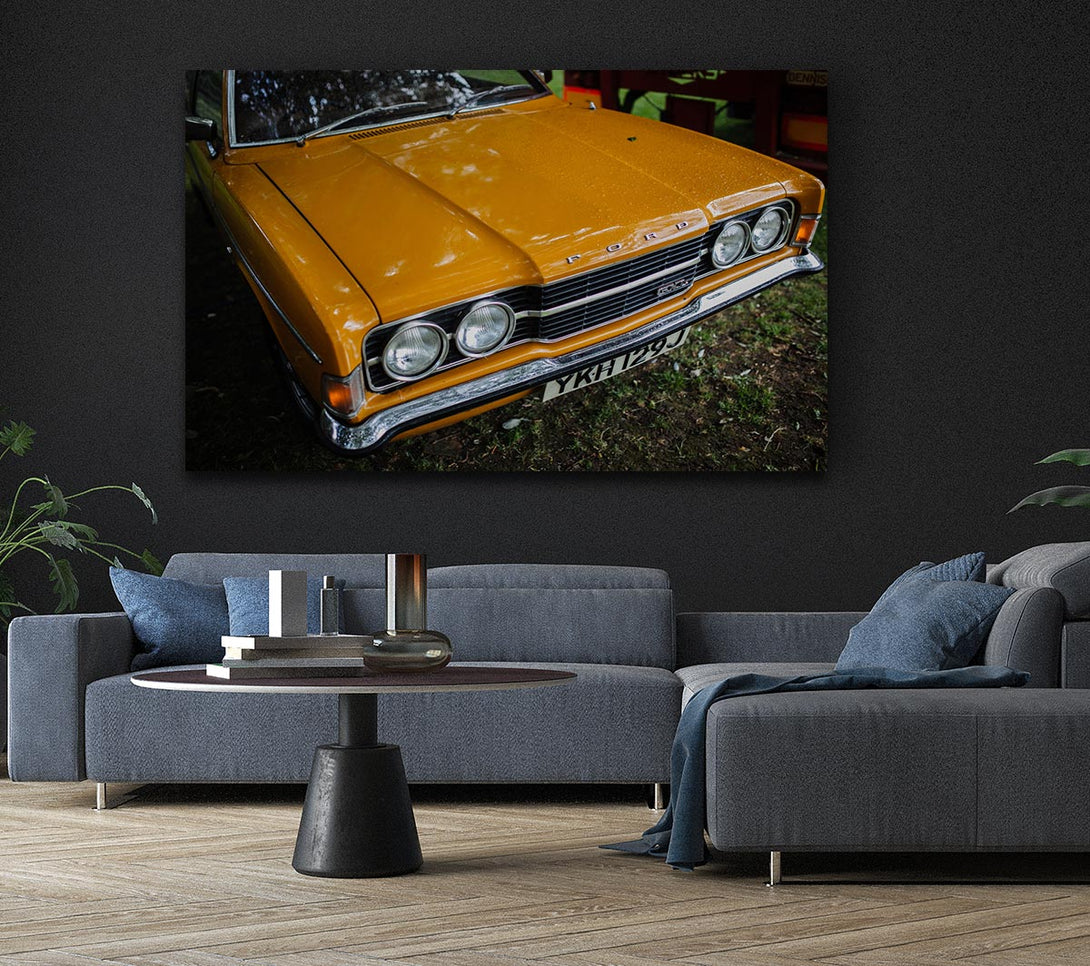 Picture of Mean yellow classic car Canvas Print Wall Art