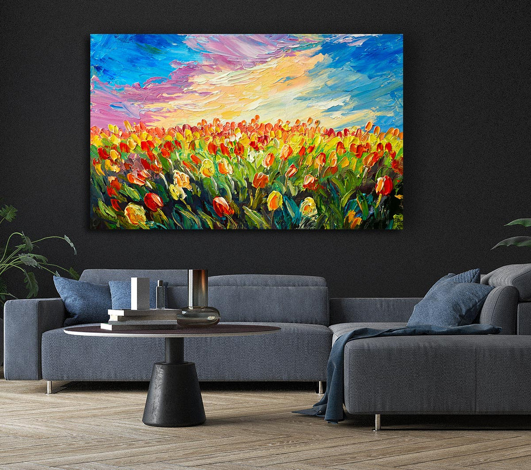  A Canvas Print of Field Of Stunning Tulips Canvas Print