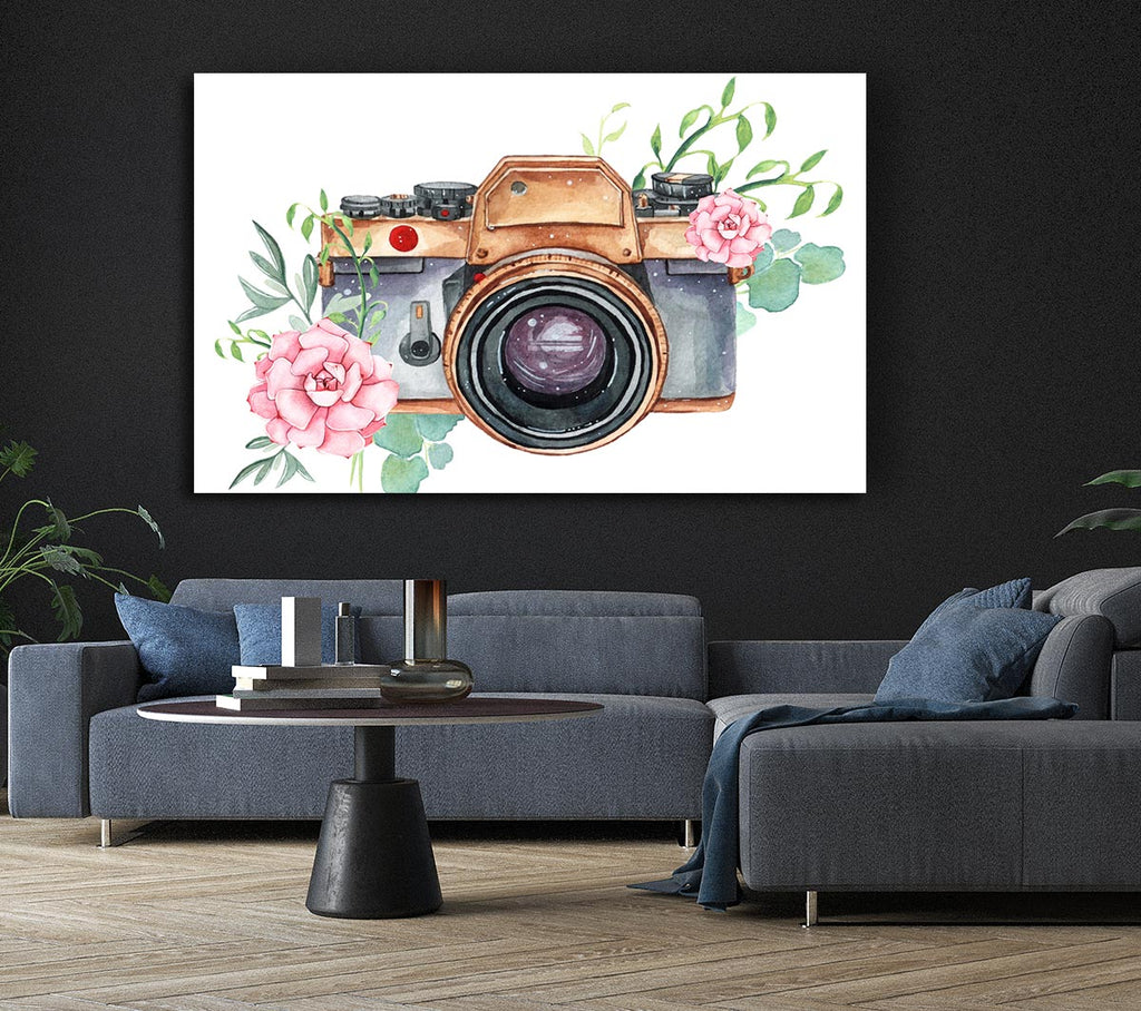 Picture of Vintage Camera Floral Canvas Print Wall Art