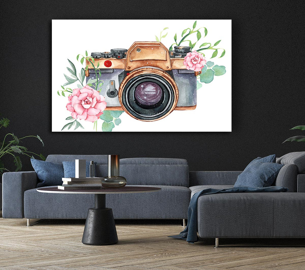 Picture of Vintage Camera Floral Canvas Print Wall Art